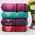 Yarn Dyed Patterned Red Bath Towels